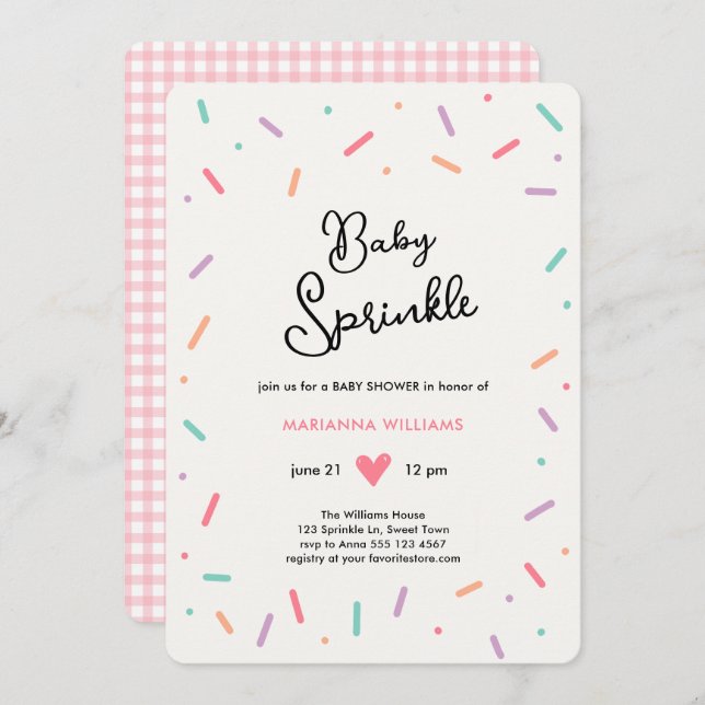 Baby Girl Baby Sprinkle Baby Shower Invitation (Front/Back)