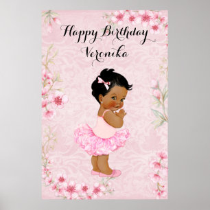 Baby Girl Ballerina Pink Flowers Poster