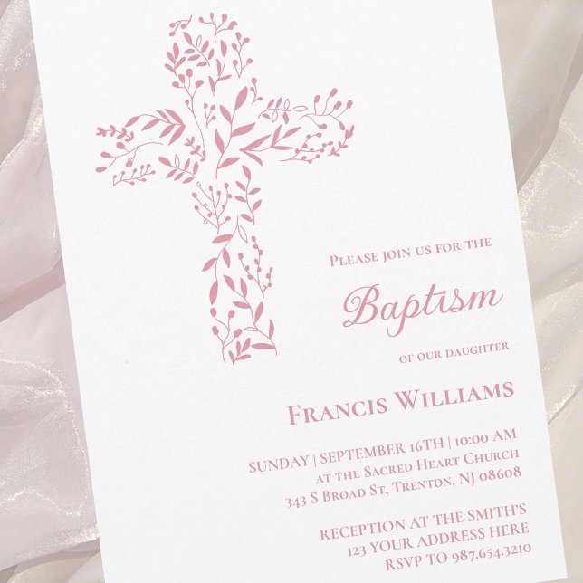 baby girl Baptism cross  Invitation (Creator Uploaded)