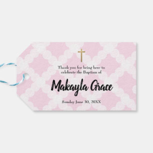 Baby Girl Baptism horizontal Thank You Gift Tags