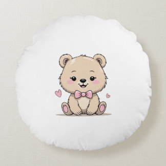 baby girl bear round pillow