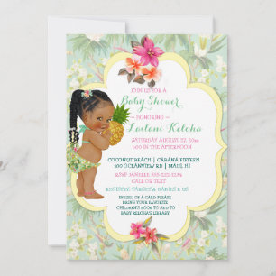 Baby Girl Bikini Tropical Luau Hawaiian Pineapple Invitation