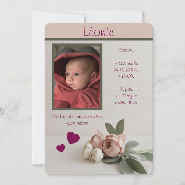 Baby Girl Birth Announcement (Front)