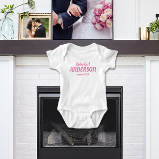 Baby Girl Birth Announcement - Name , Month, Year Baby Bodysuit