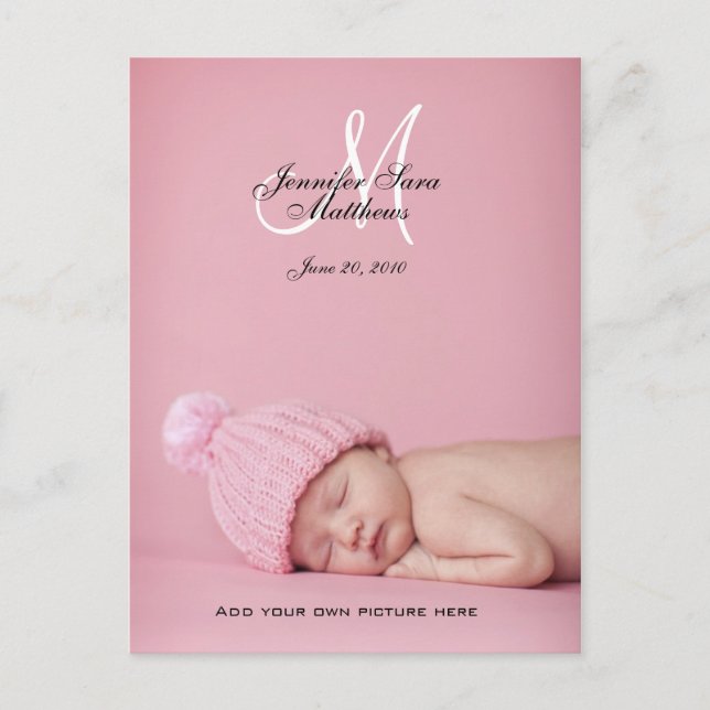 Baby Girl Birth Announcement Photo Postcards (Front)