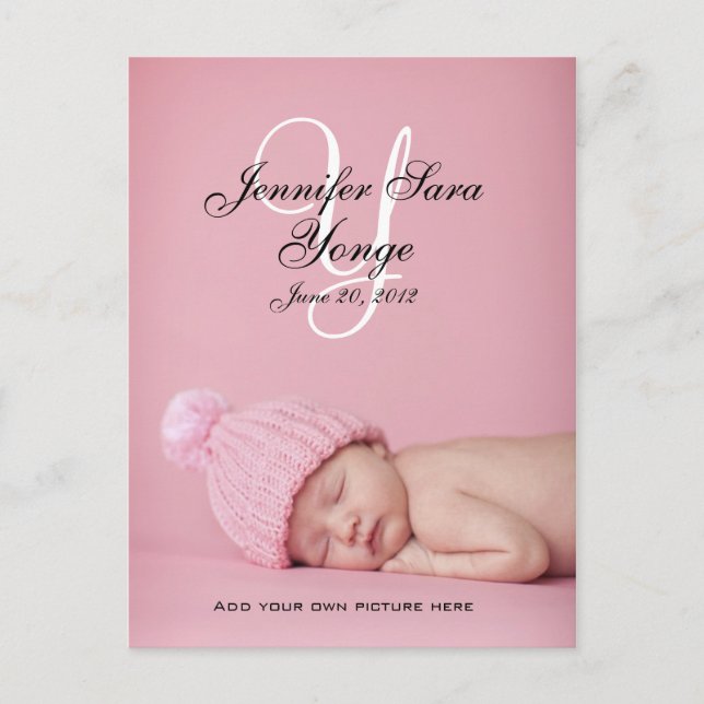 Baby Girl Birth Announcement Photo Postcards (Front)