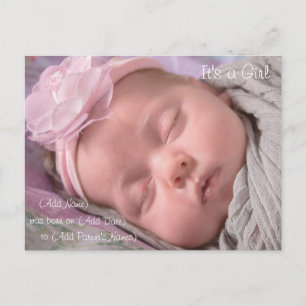Baby Girl Birth Announcement Postcard