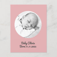 "Baby Girl Birth – Pink Photo & Name" custom