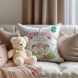 Baby Girl Birth Stats Cute Elephant<br><div class="desc">An adorable baby elephant with pink roses on her head highlights this keepsake pillow welcoming a baby girl. Include the baby's name, birth date, day of the week, weight and length for a personalised pillow to mark the special occasion. The reverse side of the pillow has a coordinating pink and...</div>