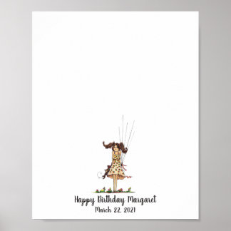 Baby Girl Birthday Fingerprint Guestbook