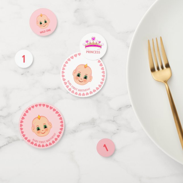 Baby Girl Birthday on pink & white Confetti (Group)