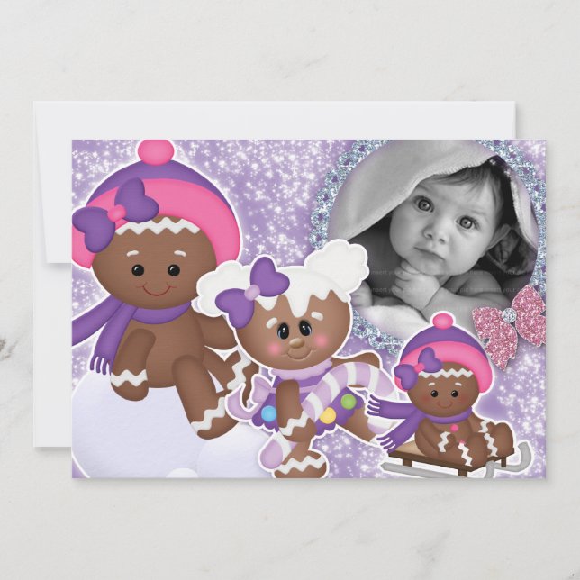 Baby Girl Birthday Party Christmas Gingerbread Invitation (Front)