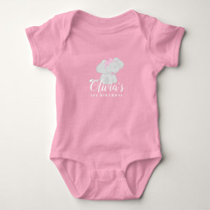 Baby Girl Bodysuit with Elephant 1st Birthday