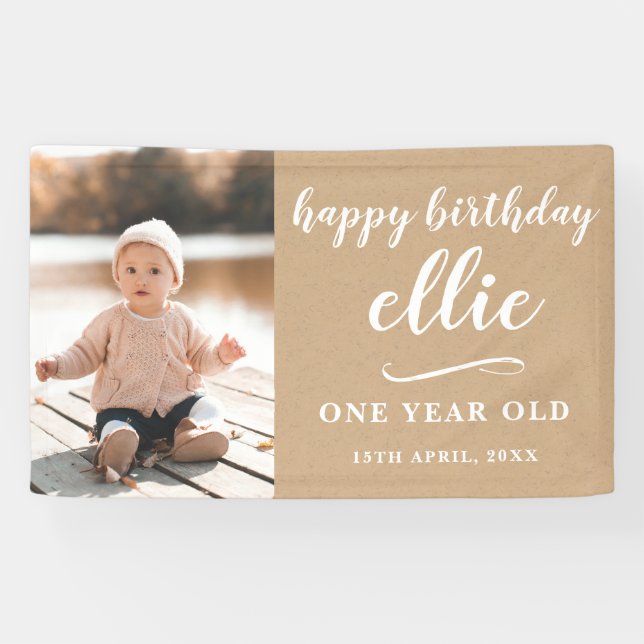 Baby Girl Boy Birthday Wall Decoration Custom Made Banner (Horizontal)
