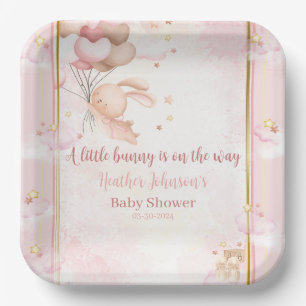 Baby Girl Bunny Baby Shower Paper Plate