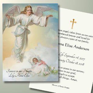 Baby Girl Catholic Funeral Memorial Holy Card -