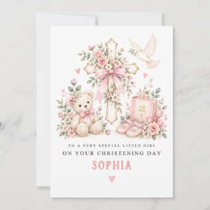 Baby girl christening - Personalised baptism card
