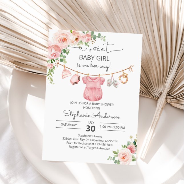 Baby girl clothes baby shower Invitation (Creator Uploaded)