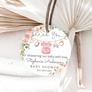 Baby Girl Clothes Baby Shower Round Favour Label