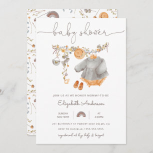 Baby Girl Clothesline Baby Shower Invitation