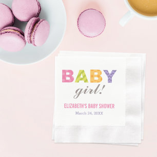 Baby Girl   Colourful Letters Baby Shower Napkin