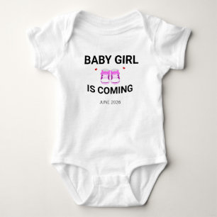 Baby Girl Coming Soon Pink Pregnancy Announcement Bodysuit