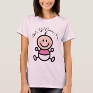 Baby Girl Coming Soon Stick Figure MaternityTee T-Shirt