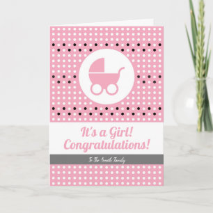 Baby Girl Congratulations Card with Stroller