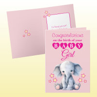 Baby girl congratulations elephant pink