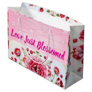 Baby Girl Congratulations  Love Just Blossomed Large Gift Bag