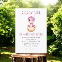 Baby Girl Cute Dinosaur Hatching Soon Shower