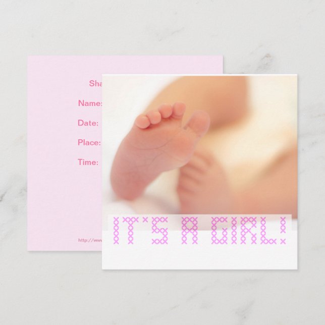 Baby Girl Cute Feet Birth Announcement (Front/Back)