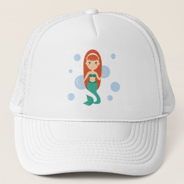 Baby girl cute mermaid princess  trucker hat (Front)