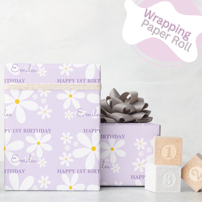 Baby Girl Daisy Flower (Purple) Wrapping Paper (Creator Uploaded)