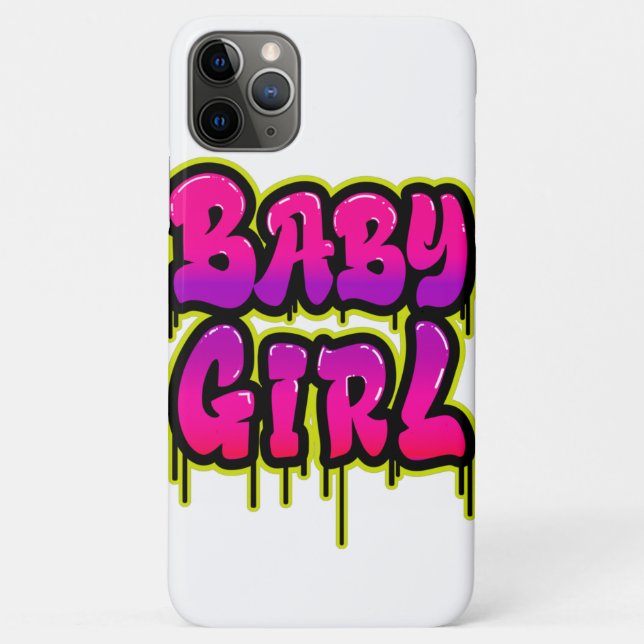 Baby Girl Dripping Word Art Spray Paint Pink Green Case-Mate iPhone Case (Back)