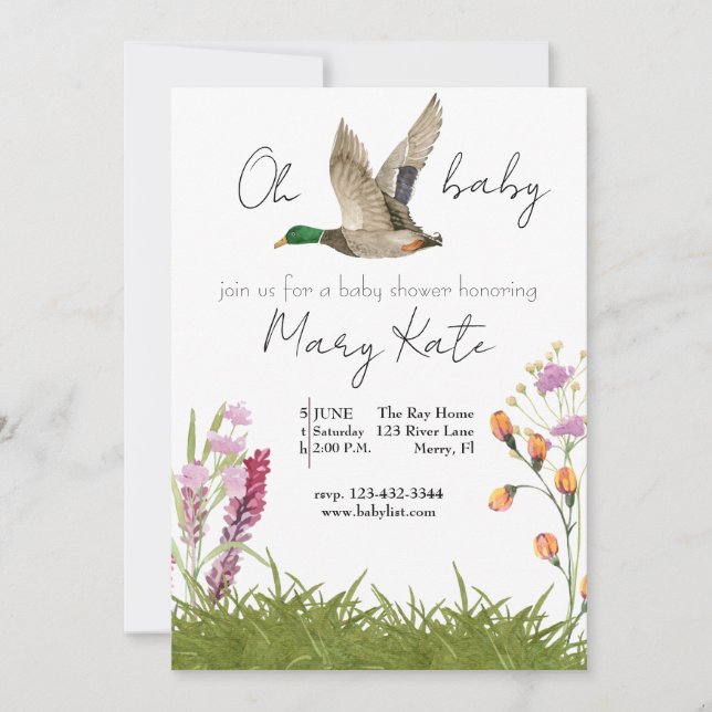 Baby Girl Duck theme baby shower Invitation (Front)