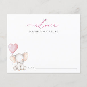 Baby Girl Elephant Advice Card for Parents