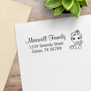 Baby Girl Family Address 2 Rubber Stamp