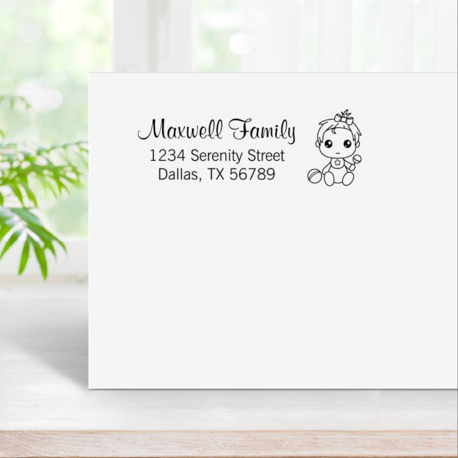 Baby Girl Family Address 2 Rubber Stamp (Creator Uploaded)