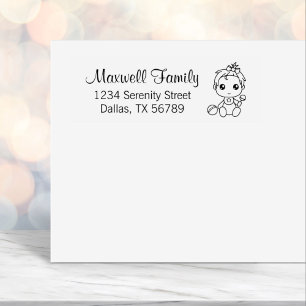 Baby Girl Family Address Self-inking Stamp