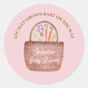 Baby Girl Farmer's Market Baby Shower Invitation Classic Round Sticker