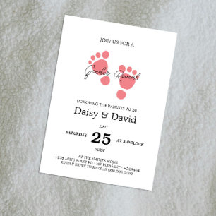 Baby Girl Feet Gender Reveal Invitation