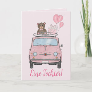 Baby Girl Fiat 500 German congratulations Card