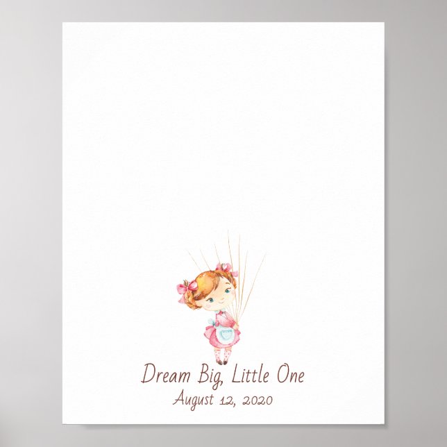 Baby Girl Fingerprint Balloon Guestbook (Front)