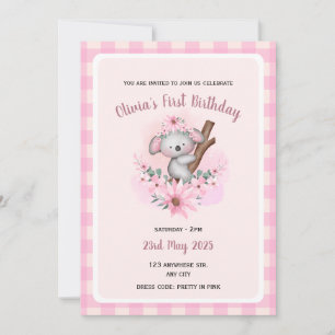 Baby Girl First Birthday Onederful pink Invitation