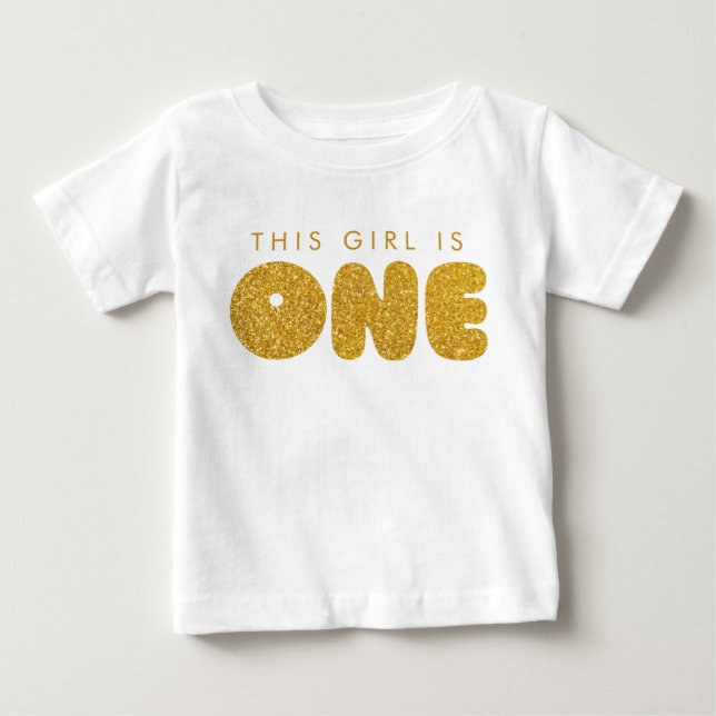 Baby Girl First Birthday Outfit Golden One T-Shirt (Front)