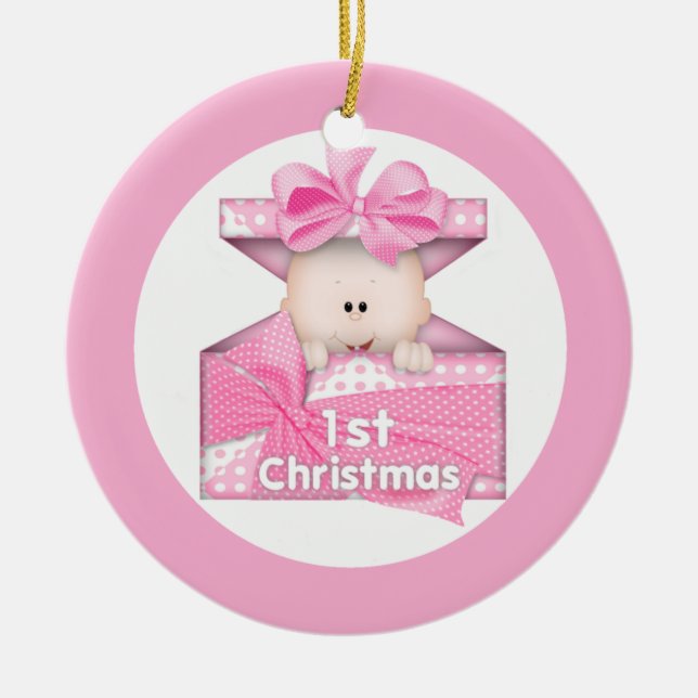Baby Girl First Christmas Ceramic Tree Decoration (Front)