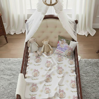 Baby Girl First Christmas Gingerbread Photo & Name Cushion