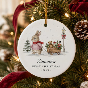 Baby Girl First Christmas Keepsake Personalised  Ceramic Tree Decoration