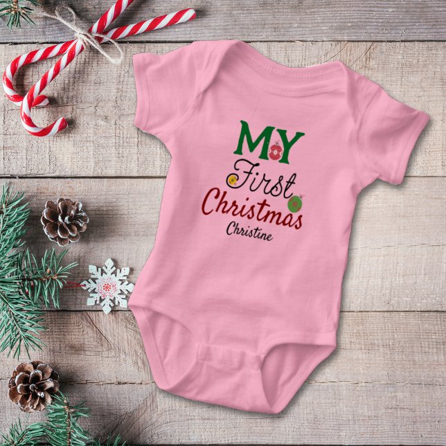 Baby Girl First Christmas Name Bodysuit (Creator Uploaded)